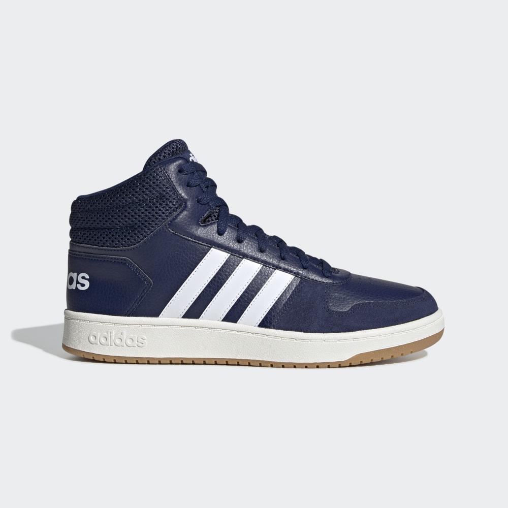 Adidas Men's Hoops 2.0 Mid Basketball Shoes Dark Blue/White Ireland EE7384